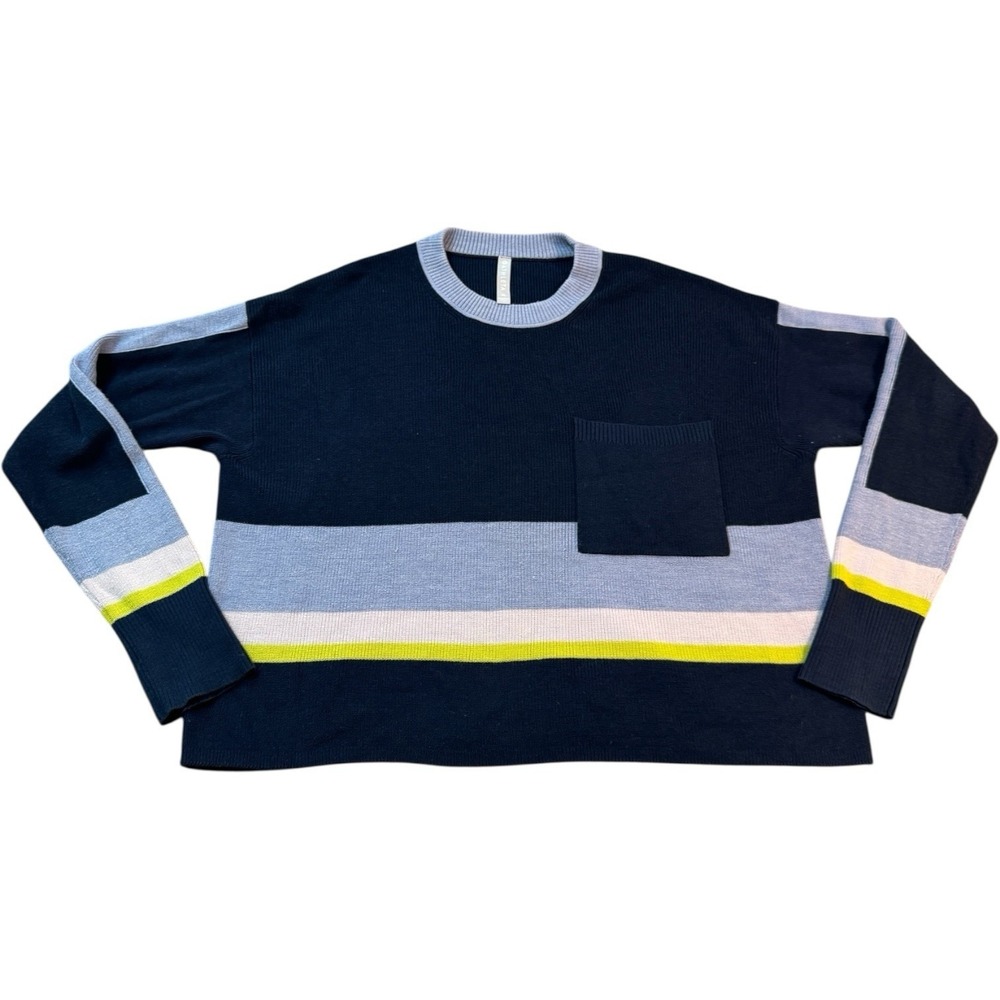 Athleta Trailhead Stripped Colorblock Cropped‎ Sweater Women's Size XL